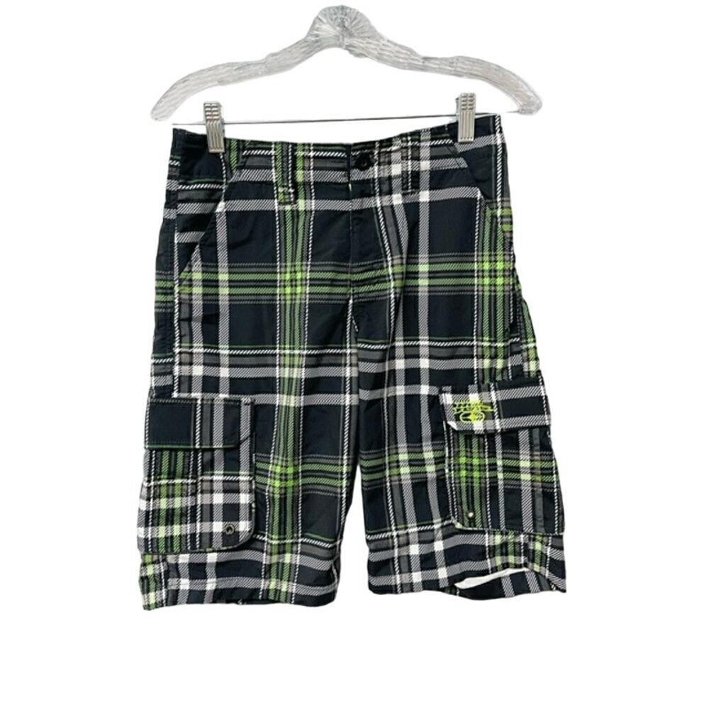 VINTAGE 2010's NO FEAR Board Shorts Swim Trunks Neon Green Black Size 14